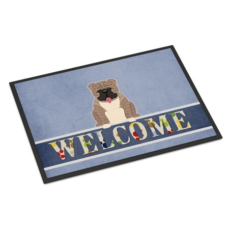 Carolines Treasures 18 x 27 in. English Bulldog Grey Brindle Welcome Indoor or Outdoor Mat BB5707MAT